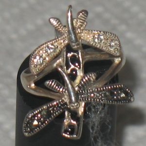 GENUINE SWISS MARCASITE WHITE TOPAZ GEMSTONE RING